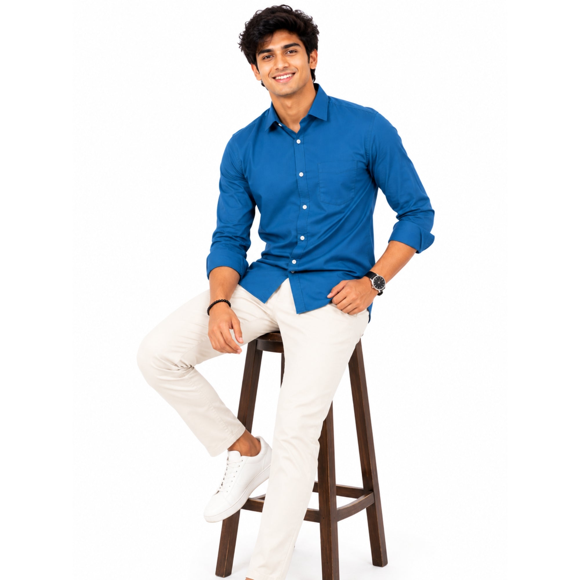 front look blue shirt sheeting 