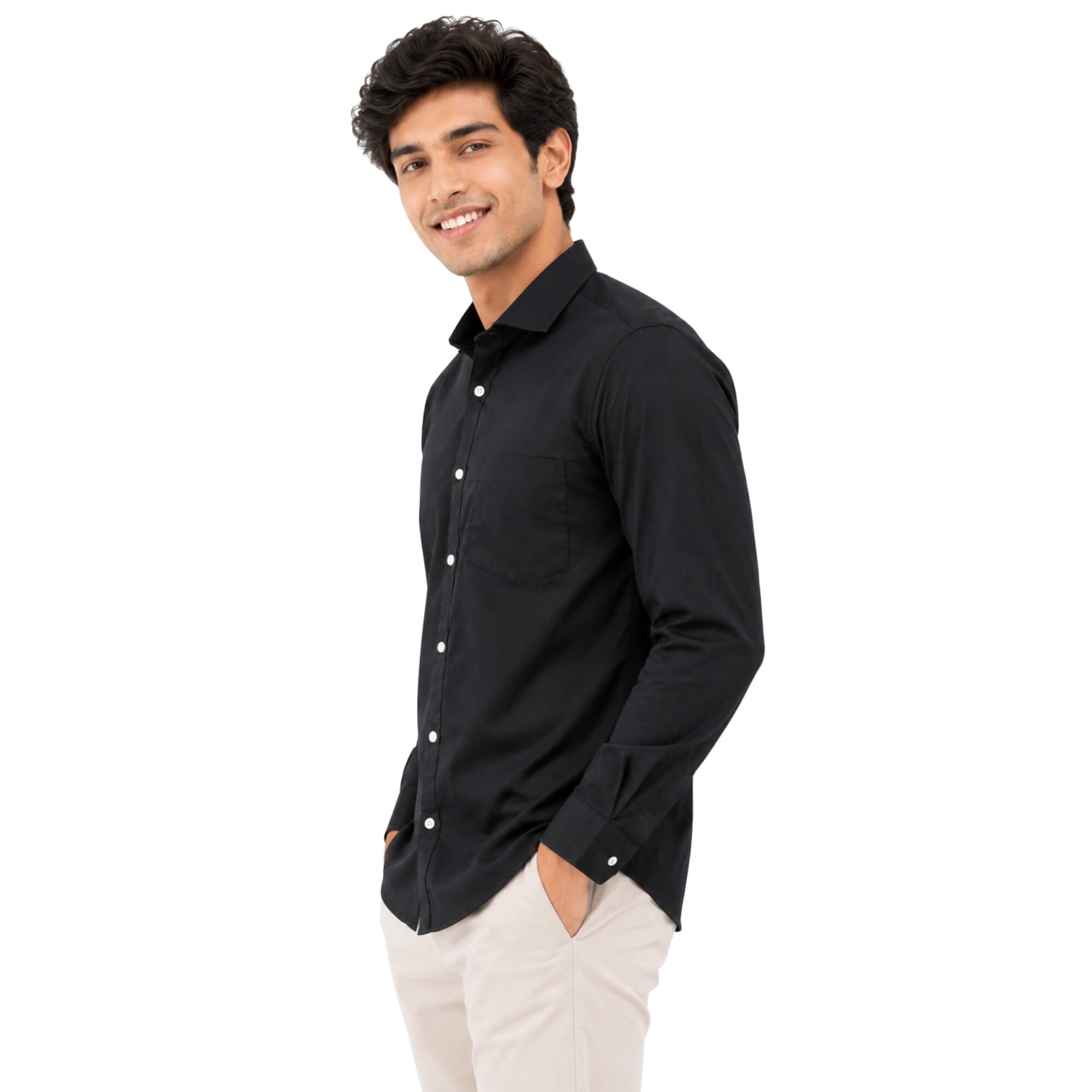 side look black shirt