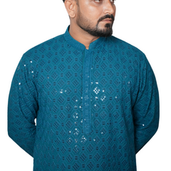 Garment Globe Men's Rayon Chikankari & Embrodered Ethnic Wear Kurta with Elegant Design for Family Functions, Festivals, Weddings (Only Kurta)|Soft Fabric|Rayon Cotton Sequence GarmentGlobe