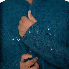 Garment Globe Men's Rayon Chikankari & Embrodered Ethnic Wear Kurta with Elegant Design for Family Functions, Festivals, Weddings (Only Kurta)|Soft Fabric|Rayon Cotton Sequence GarmentGlobe