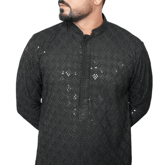Garment Globe Men's Rayon Chikankari & Embrodered Ethnic Wear Kurta with Elegant Design for Family Functions, Festivals, Weddings (Only Kurta)|Soft Fabric|Rayon Cotton Sequence GarmentGlobe
