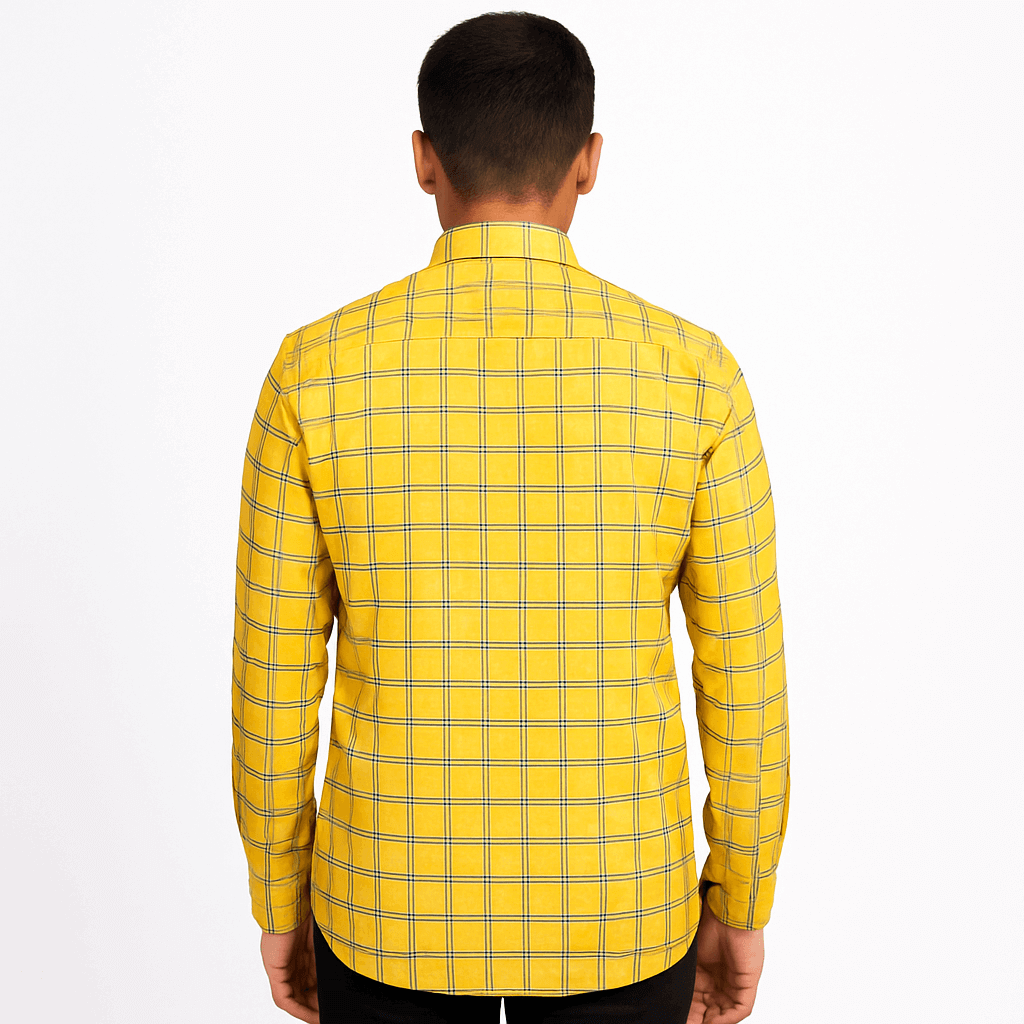 Garment Globe Men's Blue Check Shirt Khadi Cotton, Office & Home - GarmentGlobe