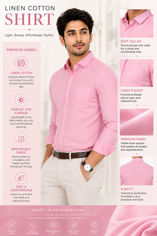 Plain Linen Cotton Shirt for Men – Formal & Casual | 60% Off