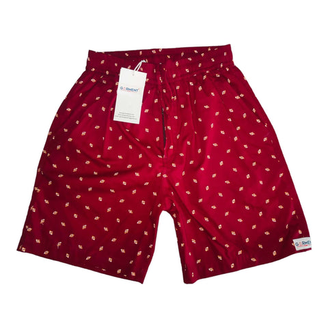 Men’s maroon boxer shorts with subtle print, featuring an elastic waistband for comfort and style.