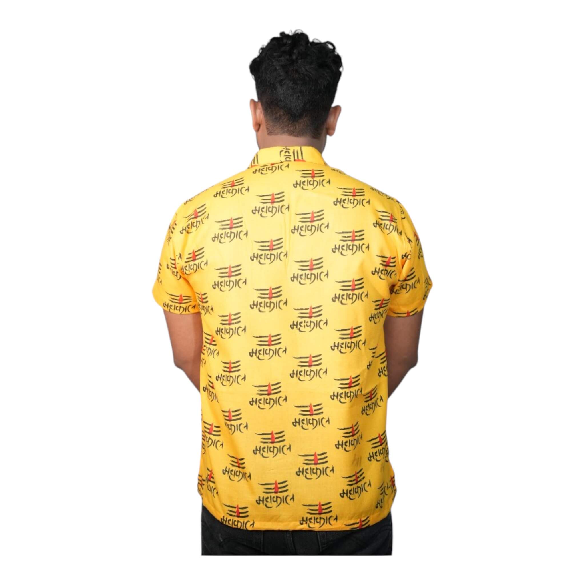 Half Check Mahakal Short Kurta for Men – backView