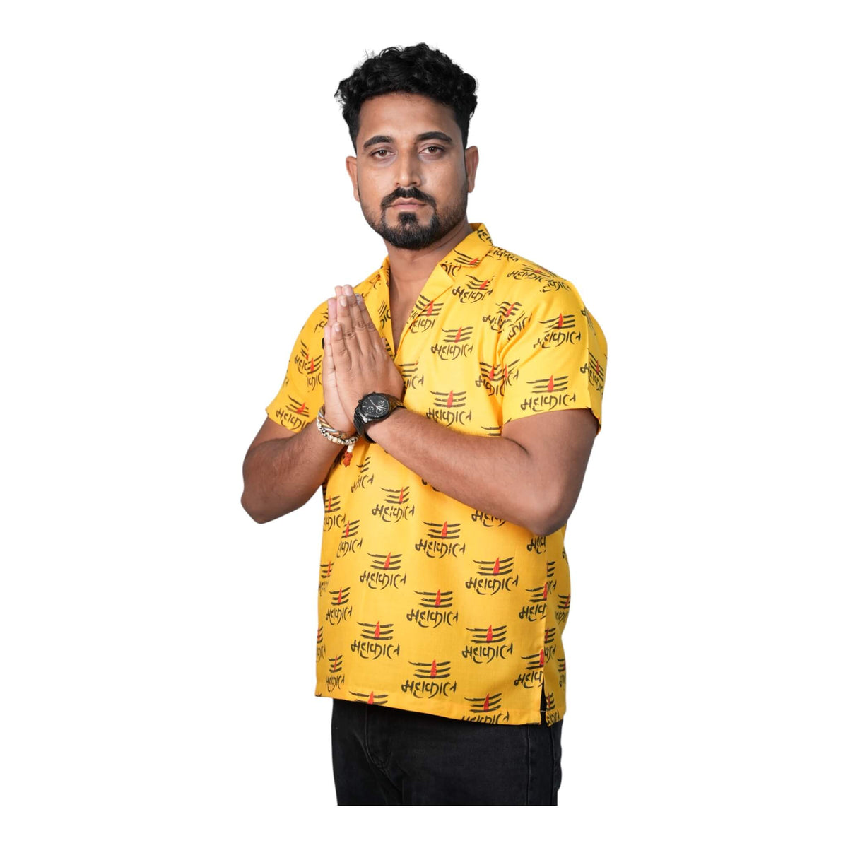 Buy Half Check Mahakal Kurta for Men india - Fabric & Detail View
