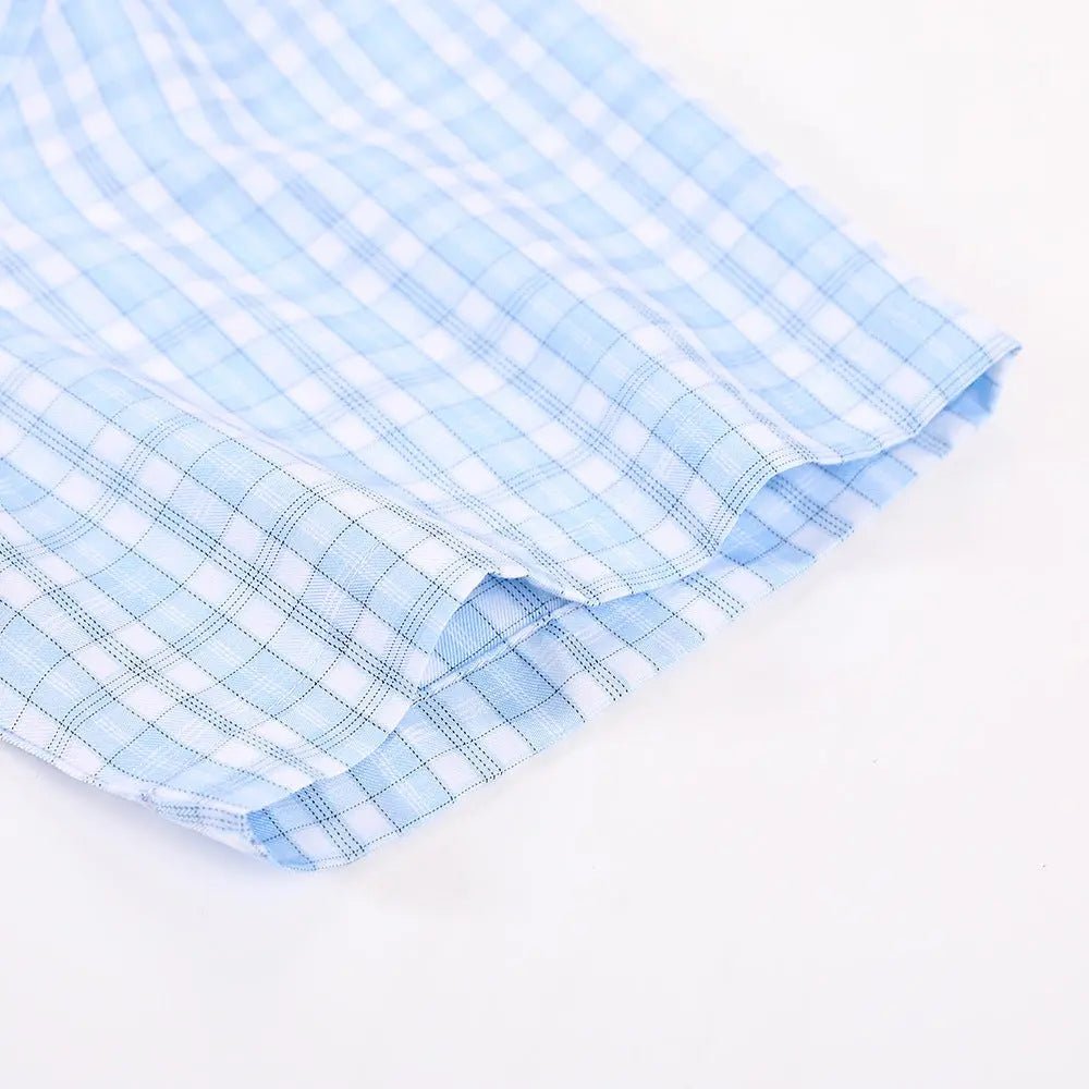 Japanese Short Sleeve Plaid Shirt Men's Summer GarmentGlobe