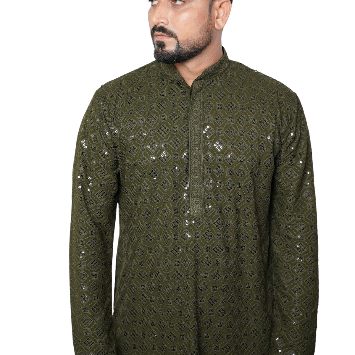 Garment Globe Men's Rayon Chikankari & Embrodered Ethnic Wear Kurta with Elegant Design for Family Functions, Festivals, Weddings (Only Kurta)|Soft Fabric|Rayon Cotton Sequence GarmentGlobe