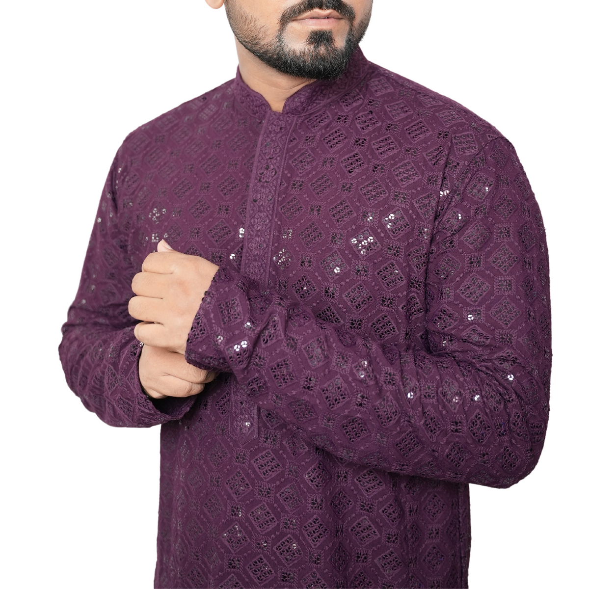 Garment Globe Men's Rayon Chikankari & Embrodered Ethnic Wear Kurta with Elegant Design for Family Functions, Festivals, Weddings (Only Kurta)|Soft Fabric|Rayon Cotton Sequence GarmentGlobe