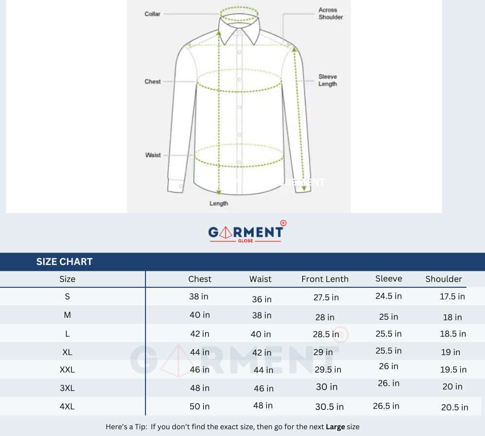 Product size chart