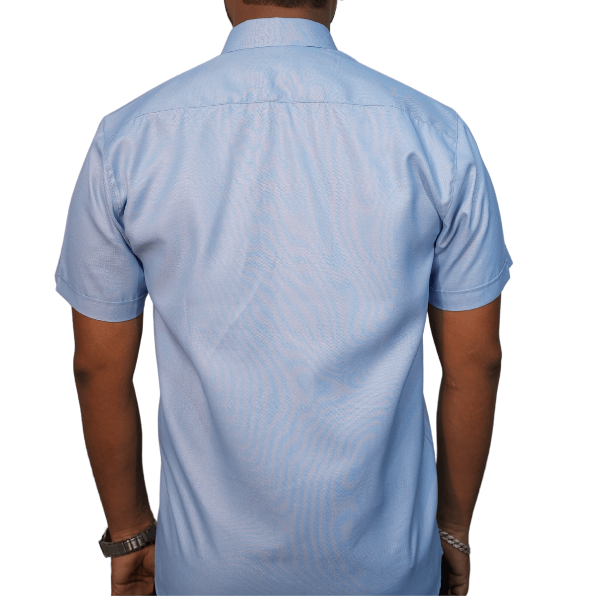 Men's Chambray Half-Sleeve Shirt – Opaque Casual - Side / Back Profile