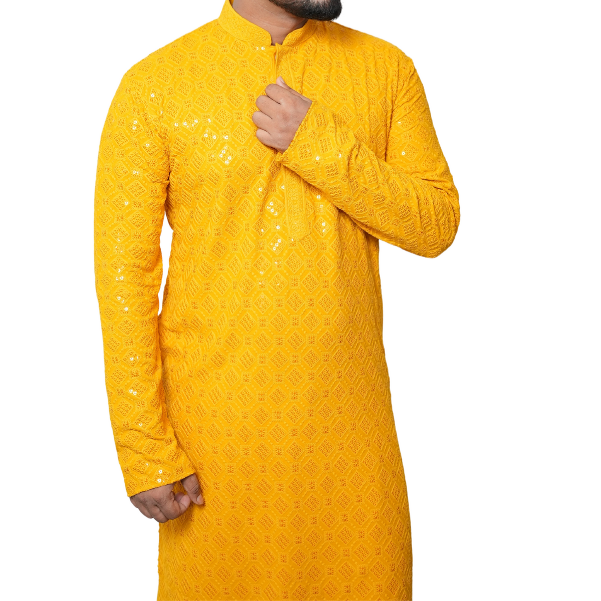 Garment Globe Men's Rayon Chikankari & Embrodered Ethnic Wear Kurta with Elegant Design for Family Functions, Festivals, Weddings (Only Kurta)|Soft Fabric|Rayon Cotton Sequence GarmentGlobe