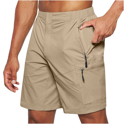 Men'S Casual Elastic Waist Strap Summer Shorts Casual Fit Fashion Outdoor Long Shorts For Men Knee - Length Straight Leg Pants Shorts - GarmentGlobe