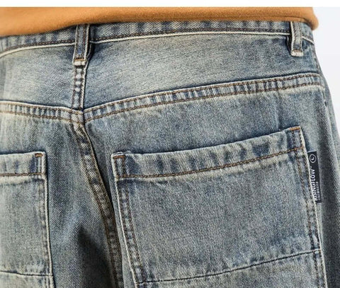 American Casual Yellow Mud Dyed Jeans Straight Loose GarmentGlobe