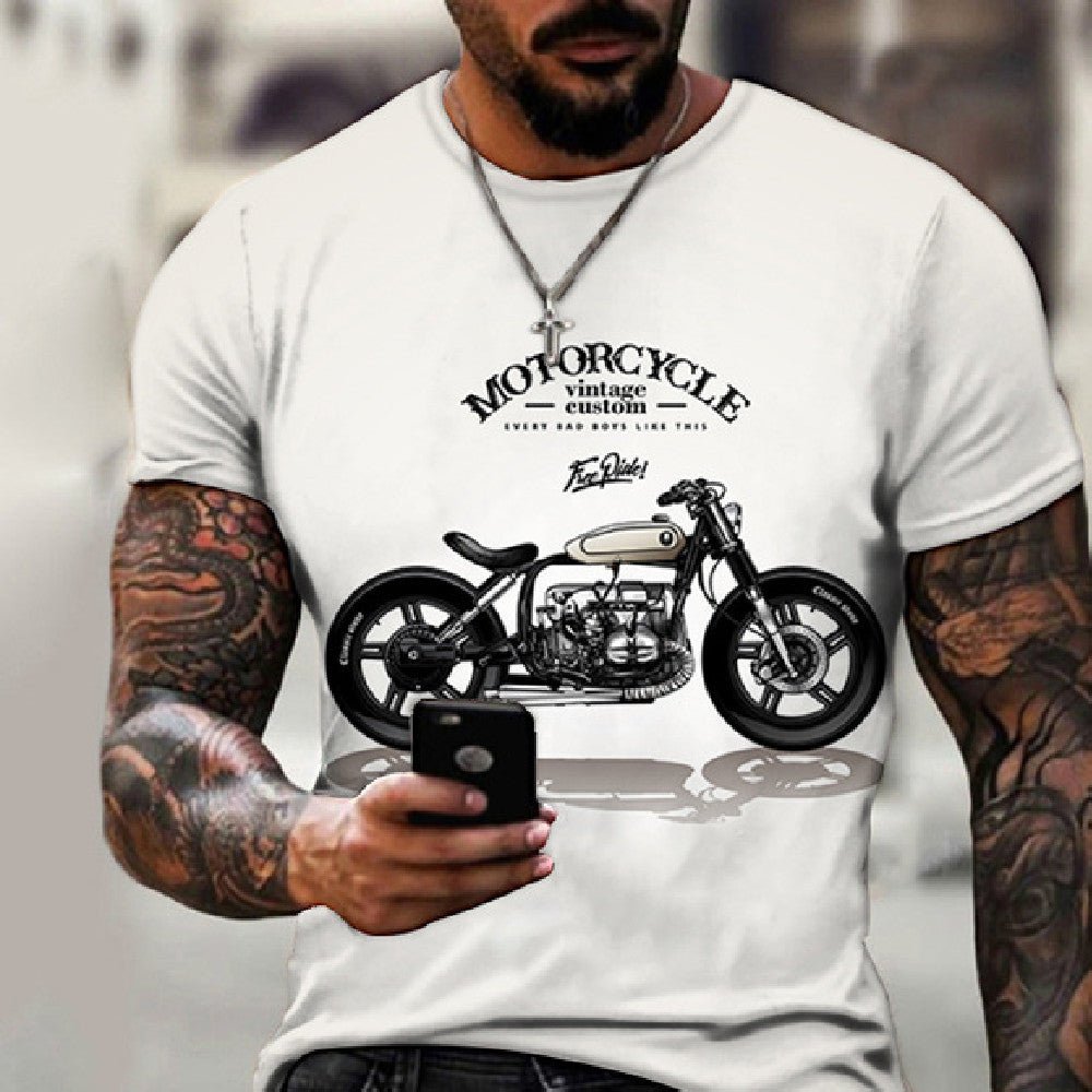 Vintage Motorcycle Series 3D Printing Men's Casual T-shirt - GarmentGlobe