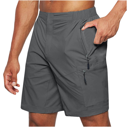 Men'S Casual Elastic Waist Strap Summer Shorts Casual Fit Fashion Outdoor Long Shorts For Men Knee - Length Straight Leg Pants Shorts - GarmentGlobe