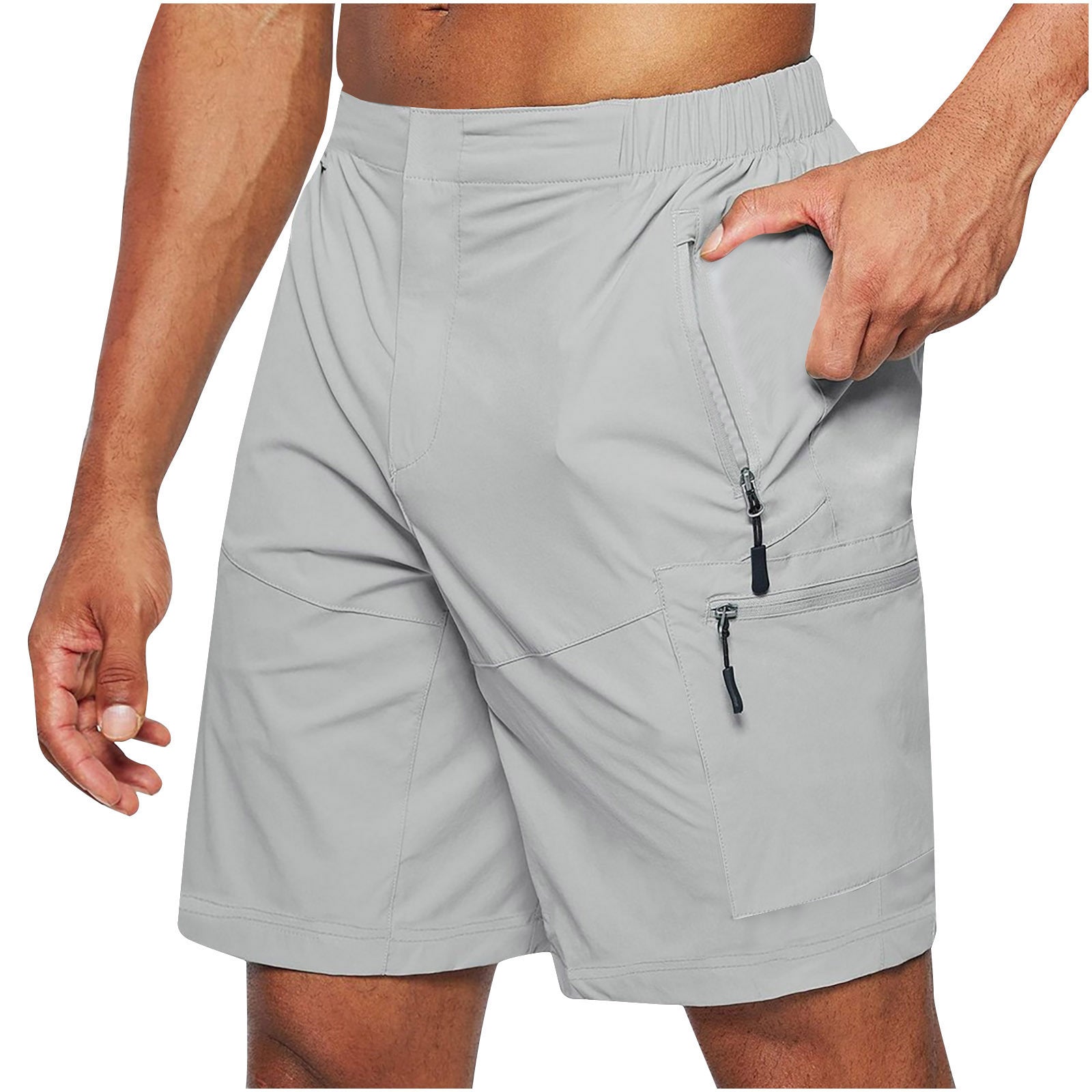 Men'S Casual Elastic Waist Strap Summer Shorts Casual Fit Fashion Outdoor Long Shorts For Men Knee - Length Straight Leg Pants Shorts - GarmentGlobe