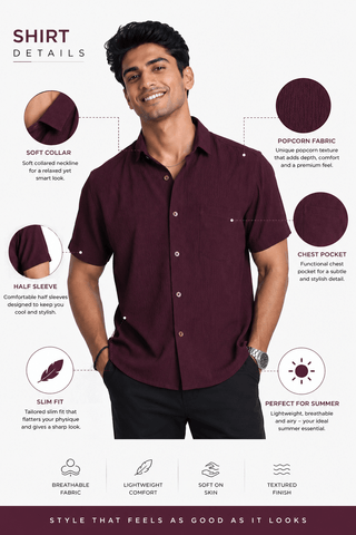 Men’s Half-Check Shirt – Poly-Cotton, Short Sleeve