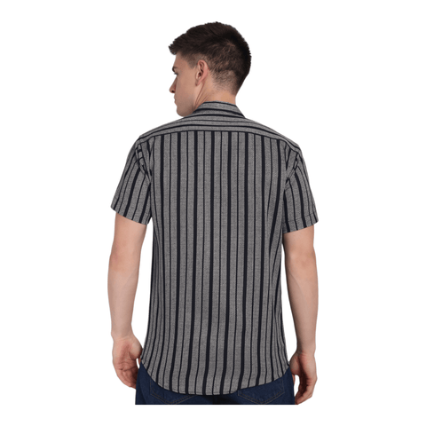 Back view of half-check shirt for men – breathable jute fabric