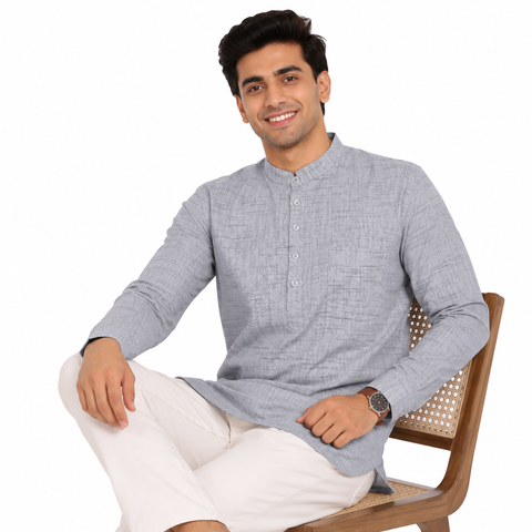 Men’s Khadi Cotton Short Kurta  Pure, tight shirt