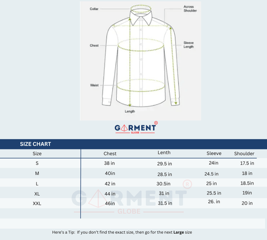 Garment Globe Men's Cotton Printed Regular Fit Shirt - Stylish Casual Wear Mens Shirt GarmentGlobe