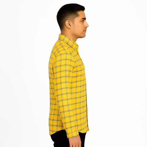 Garment Globe Men's Blue Check Shirt Khadi Cotton, Office & Home - GarmentGlobe